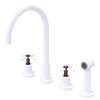 Rubinet Widespread Kitchen Set with LaSalle Spout with Hand Spray Matt White