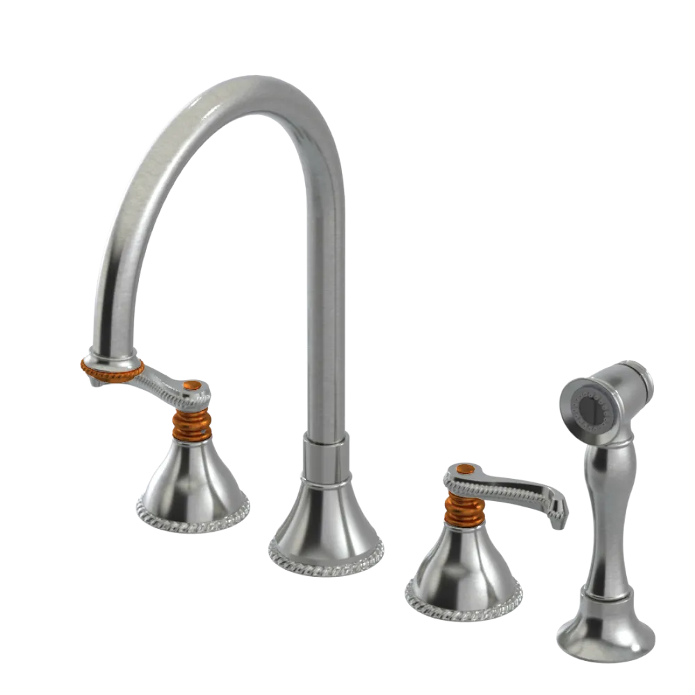 Rubinet Widespread Kitchen Set with Hand Spray Satin Nickel
