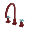 Rubinet Widespread Kitchen Set Maroon