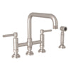 ROHL Campo Deck Mount U-Spout 3 Leg Bridge Faucet With Sidespray