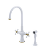 Rubinet Two Handle Single Hole Kitchen Set with Hand Spray White
