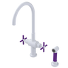 Rubinet Two Handle Single Hole Kitchen Set with LaSalle Spout with Hand Spray White