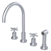 Rubinet Widespread Kitchen Set with LaSalle Spout with Hand Spray Satin Chrome