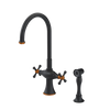 Rubinet Two Handle Single Hole Kitchen Set with Hand Spray Matt Black