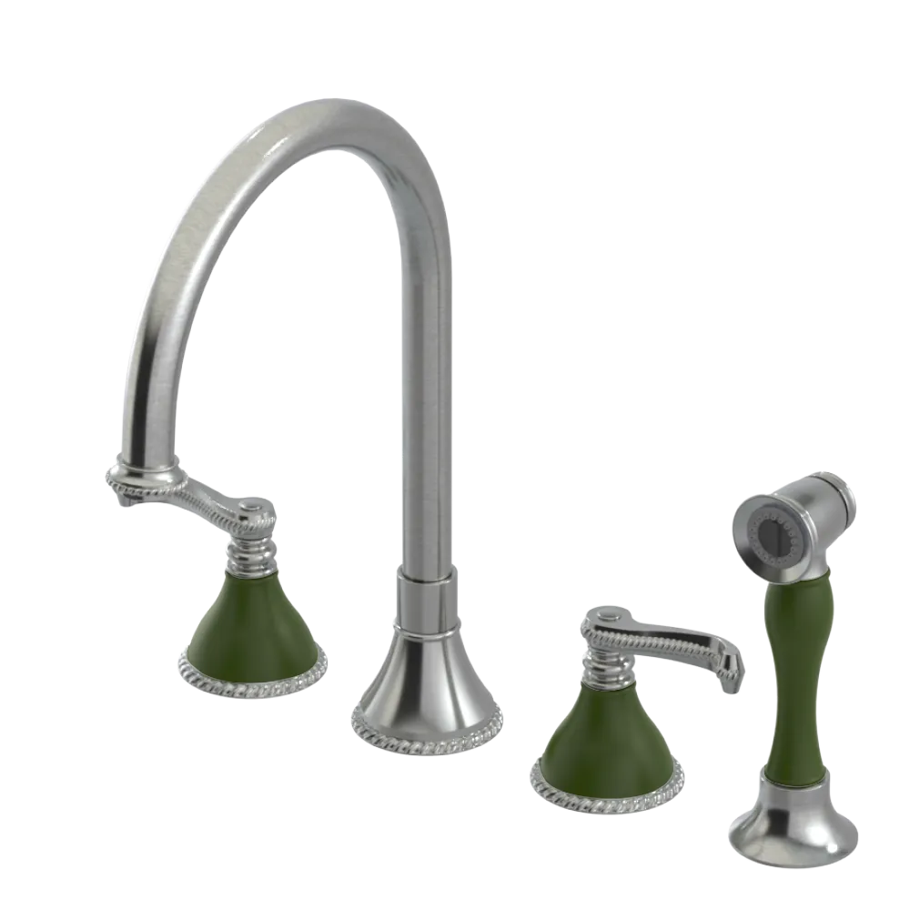 Rubinet Widespread Kitchen Set with Hand Spray Satin Nickel