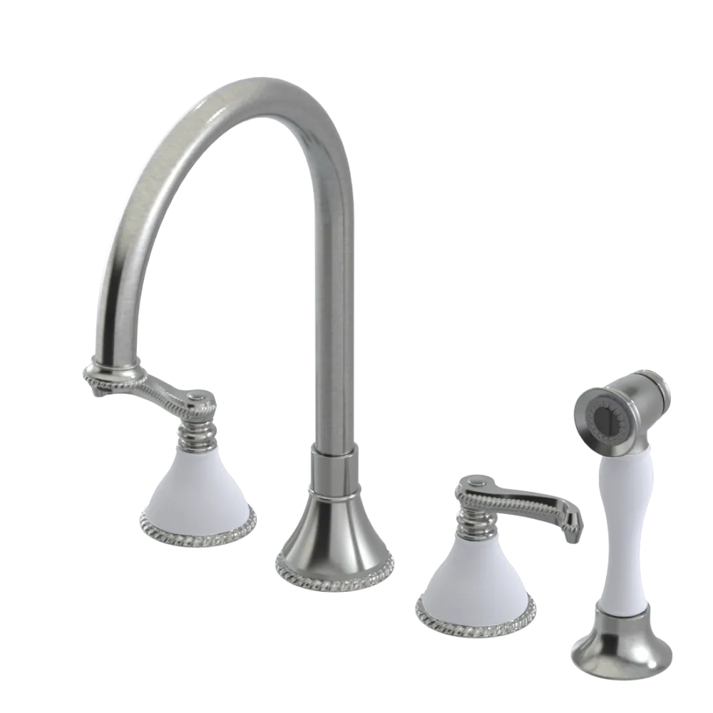 Rubinet Widespread Kitchen Set with Hand Spray Satin Nickel