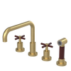 Rubinet Widespread Kitchen Set with Hand Spray Satin Brass