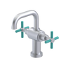 Rubinet Single Hole Dual Handle Lav. Set. (less drain) Satin Chrome