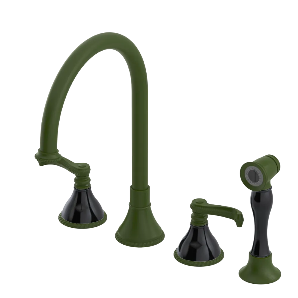 Rubinet Widespread Kitchen Set with Hand Spray Green Envy