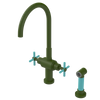 Rubinet Two Handle Single Hole Kitchen Set with LaSalle Spout with Hand Spray Green Envy