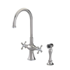 Rubinet Two Handle Single Hole Kitchen Set with Hand Spray Polished Nickel