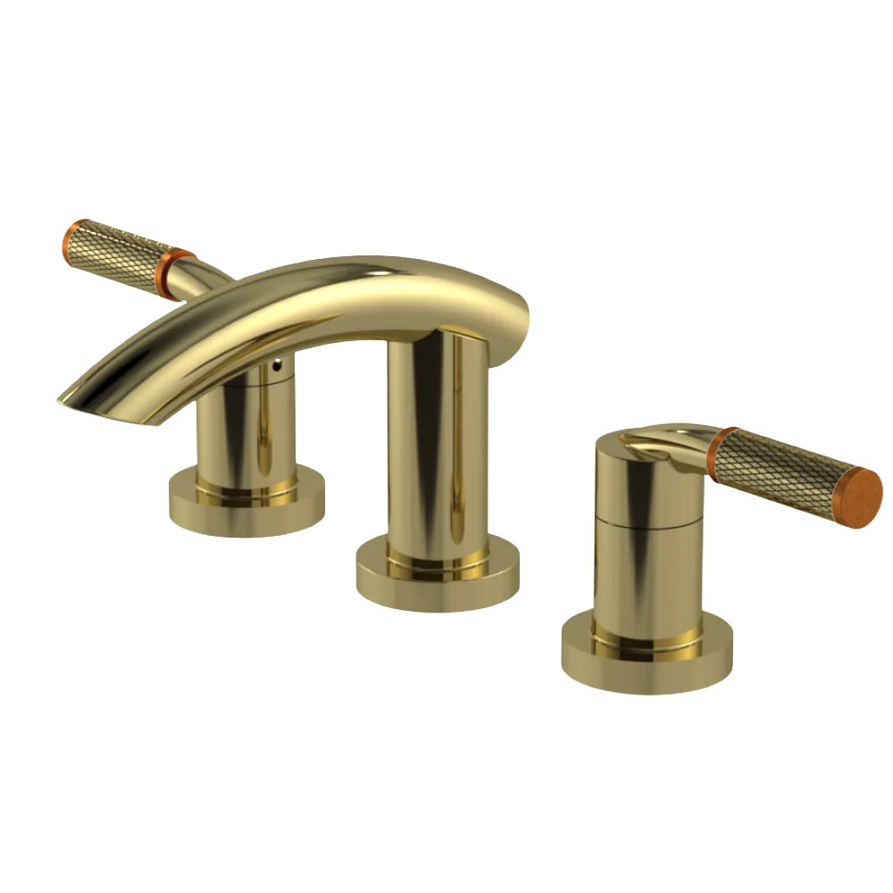 Rubinet Widespread Lav. Set. (less drain) Natural Brass