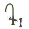 Rubinet Two Handle Single Hole Kitchen Set with Hand Spray Green Envy
