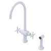 Rubinet Two Handle Single Hole Kitchen Set with LaSalle Spout with Hand Spray Matt White