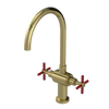 Rubinet Two Handle Single Hole Kitchen Set with LaSalle Spout Natural Brass