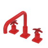 Rubinet Widespread Kitchen Set with Genesis Spout Red
