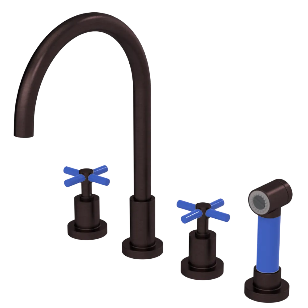Rubinet Widespread Kitchen Set with LaSalle Spout with Hand Spray Oil Rubbed Bronze