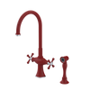 Rubinet Two Handle Single Hole Kitchen Set with Hand Spray Maroon