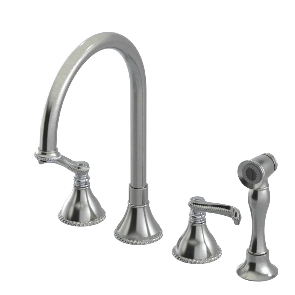 Rubinet Widespread Kitchen Set with Hand Spray Satin Nickel