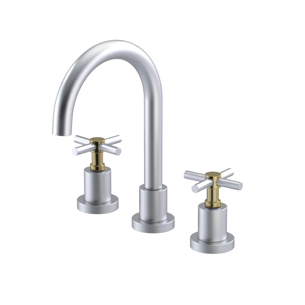 Rubinet Widespread Lav. Set. (less drain) Satin Chrome