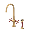 Rubinet Two Handle Single Hole Kitchen Set with Hand Spray Satin Gold