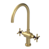 Rubinet Two Handle Single Hole Kitchen Set with LaSalle Spout Satin Brass