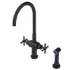 Rubinet Two Handle Single Hole Kitchen Set with LaSalle Spout with Hand Spray Matt Black