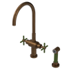 Rubinet Two Handle Single Hole Kitchen Set with LaSalle Spout with Hand Spray Tuscan Brass