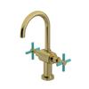 Rubinet Single Hole Dual Handle Lav. Set with LaSalle Spout (less drain) Natural Brass