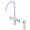 Rubinet Two Handle Single Hole Kitchen Set with LaSalle Spout with Hand Spray White