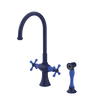 Rubinet Two Handle Single Hole Kitchen Set with Hand Spray Midnight Blue