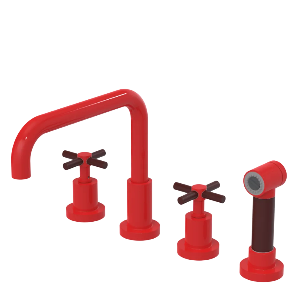 Rubinet Widespread Kitchen Set with Hand Spray Red