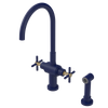 Rubinet Two Handle Single Hole Kitchen Set with LaSalle Spout with Hand Spray Midnight Blue