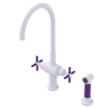 Rubinet Two Handle Single Hole Kitchen Set with LaSalle Spout with Hand Spray Matt White