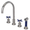 Rubinet Widespread Kitchen Set with LaSalle Spout with Hand Spray Polished Nickel