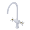 Rubinet Two Handle Single Hole Kitchen Set with LaSalle Spout White