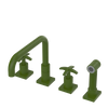 Rubinet Widespread Kitchen Set with Genesis Spout with Hand Spray Green Envy