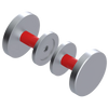 Rubinet Shower Door Knob (set) Satin Chrome