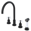 Rubinet Widespread Kitchen Set with LaSalle Spout with Hand Spray Matt Black