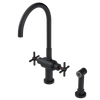 Rubinet Two Handle Single Hole Kitchen Set with LaSalle Spout with Hand Spray Matt Black