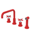 Rubinet Widespread Kitchen Set with Hand Spray Red