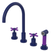 Rubinet Widespread Kitchen Set with LaSalle Spout with Hand Spray Midnight Blue