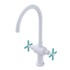 Rubinet Two Handle Single Hole Kitchen Set with LaSalle Spout White