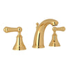 Perrin & Rowe Georgian Era High Neck Widespread Bathroom Faucet - With Metal Lever Handle.3712LS-APC