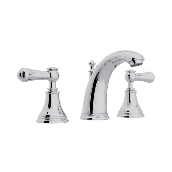 Perrin & Rowe Georgian Era High Neck Widespread Bathroom Faucet - With White Porcelain Lever Handle.3712LSP-APC