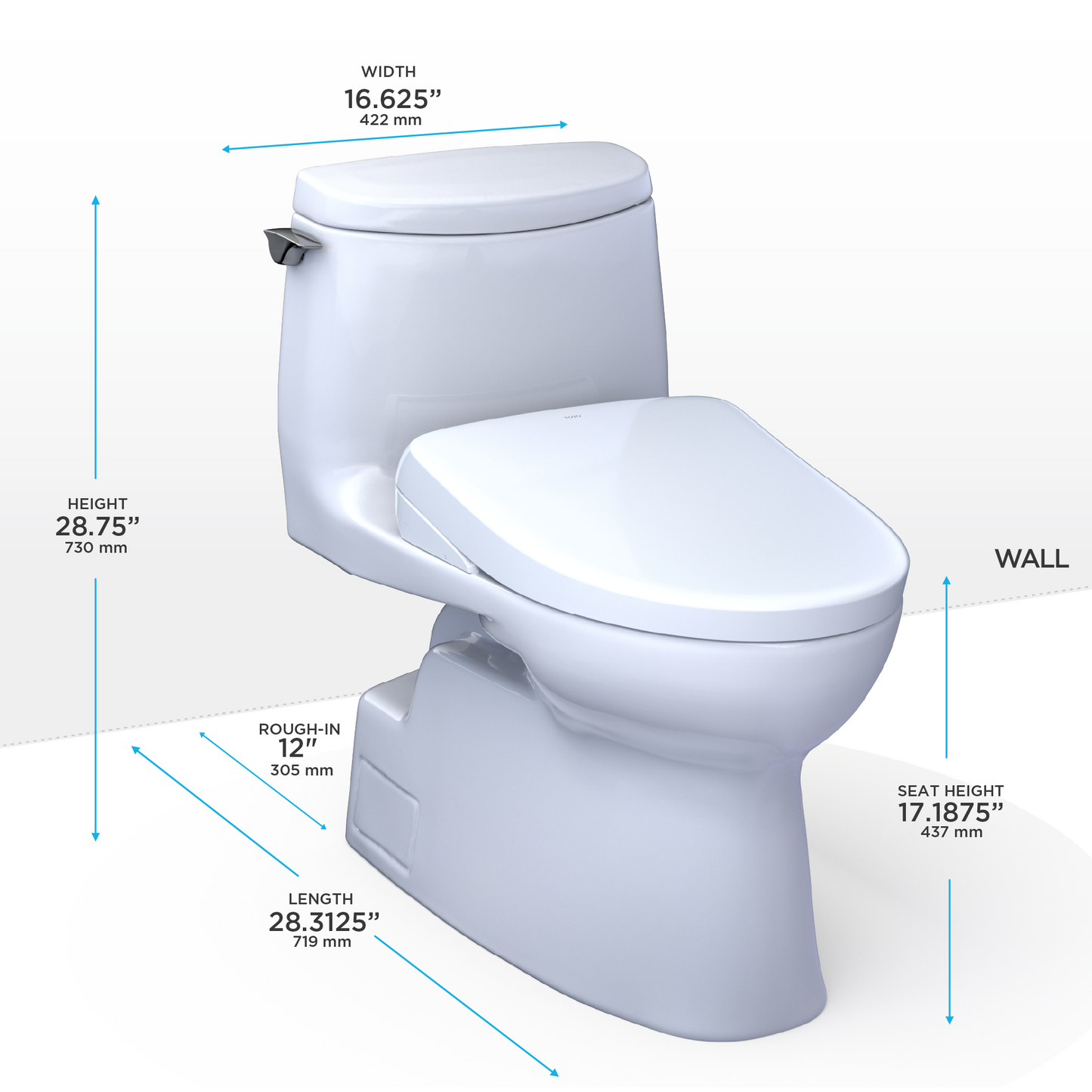 Toto Carlyle® Ii 1g® Washlet®+ S7 One-Piece Toilet - 1.0 Gpf