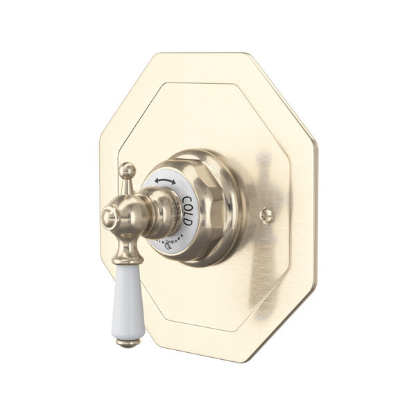 Perrin & Rowe Edwardian Octagonal Concealed Thermostatic Trim Without Volume Control With Metal Lever Handle.5585L