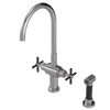 Rubinet Two Handle Single Hole Kitchen Set with LaSalle Spout with Hand Spray Polished Nickel