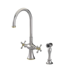Rubinet Two Handle Single Hole Kitchen Set with Hand Spray Polished Nickel