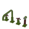 Rubinet Widespread Kitchen Set with Genesis Spout with Hand Spray Green Envy